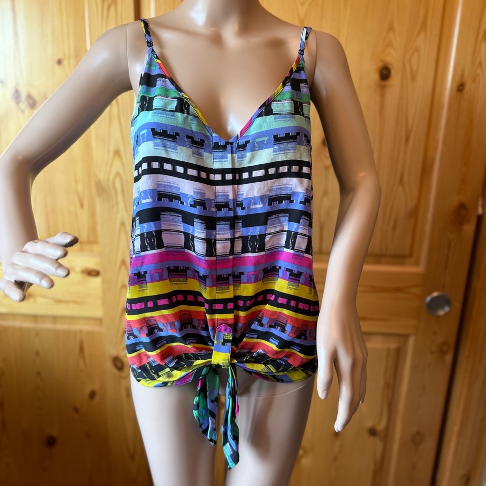 Rory Beca Silk Tank Top Size S Retro Sleeveless Blouse Shell Beach
